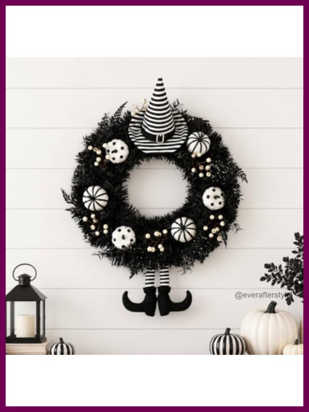 24 Inch Halloween Wreath Fabric PVC Wall Hanging Door Decor